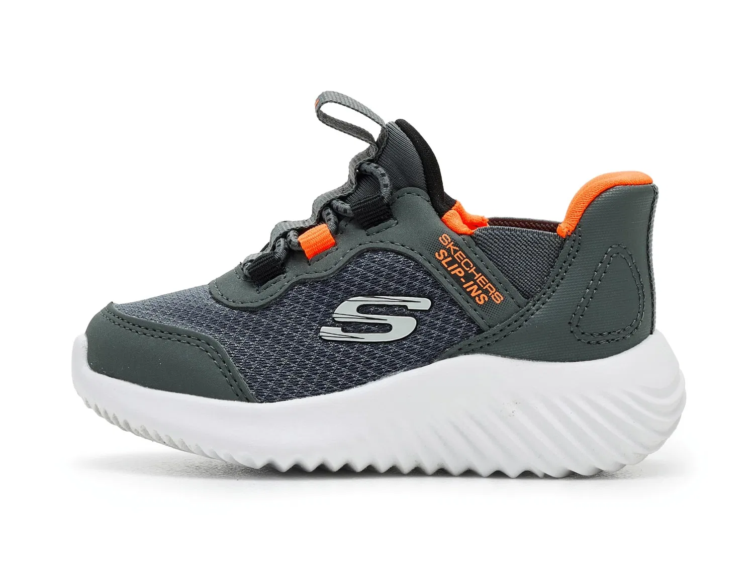 Детские кроссовки для мальчиков с принтом Bounder - Brisk-burst Skechers, Anthracite Orange — фото 4