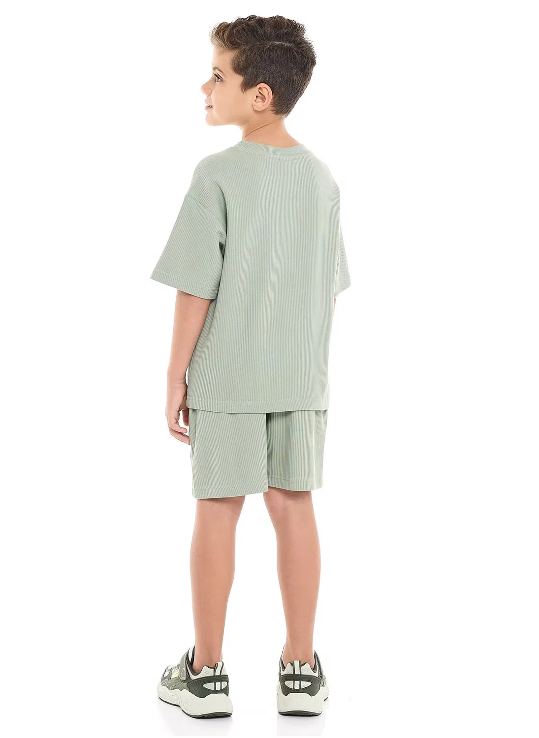 Комплект из футболки и шорт с жаккардовым принтом, модель Oversized, Victor And Jane, светло-зеленый — фото 4