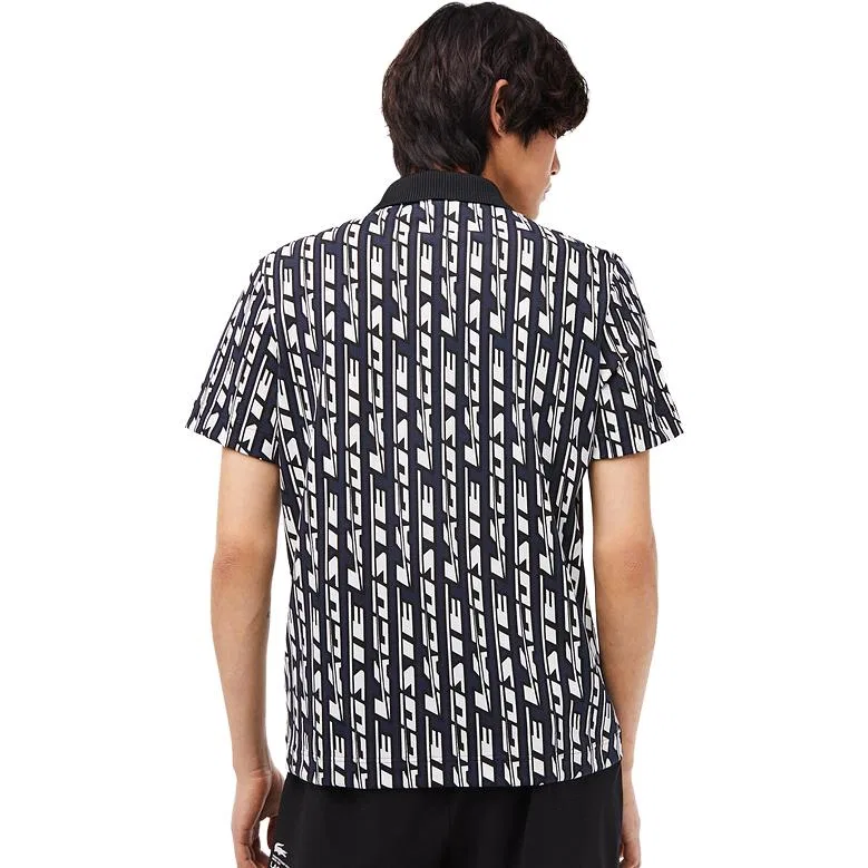 Мужское поло с принтом Logo Print LACOSTE, Black White Print — фото 4