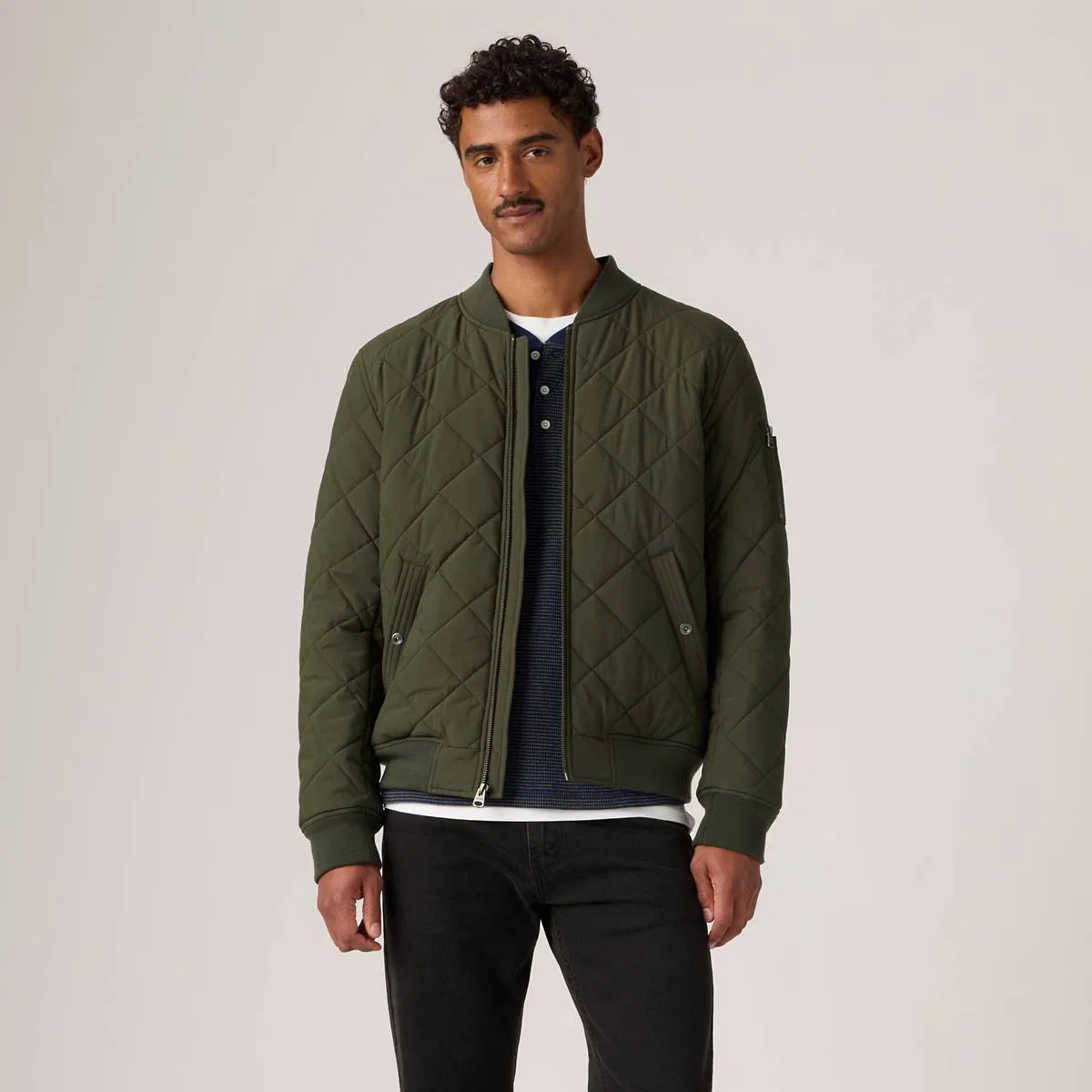Стеганая куртка-бомбер Levi's, Olive - Green — фото 3