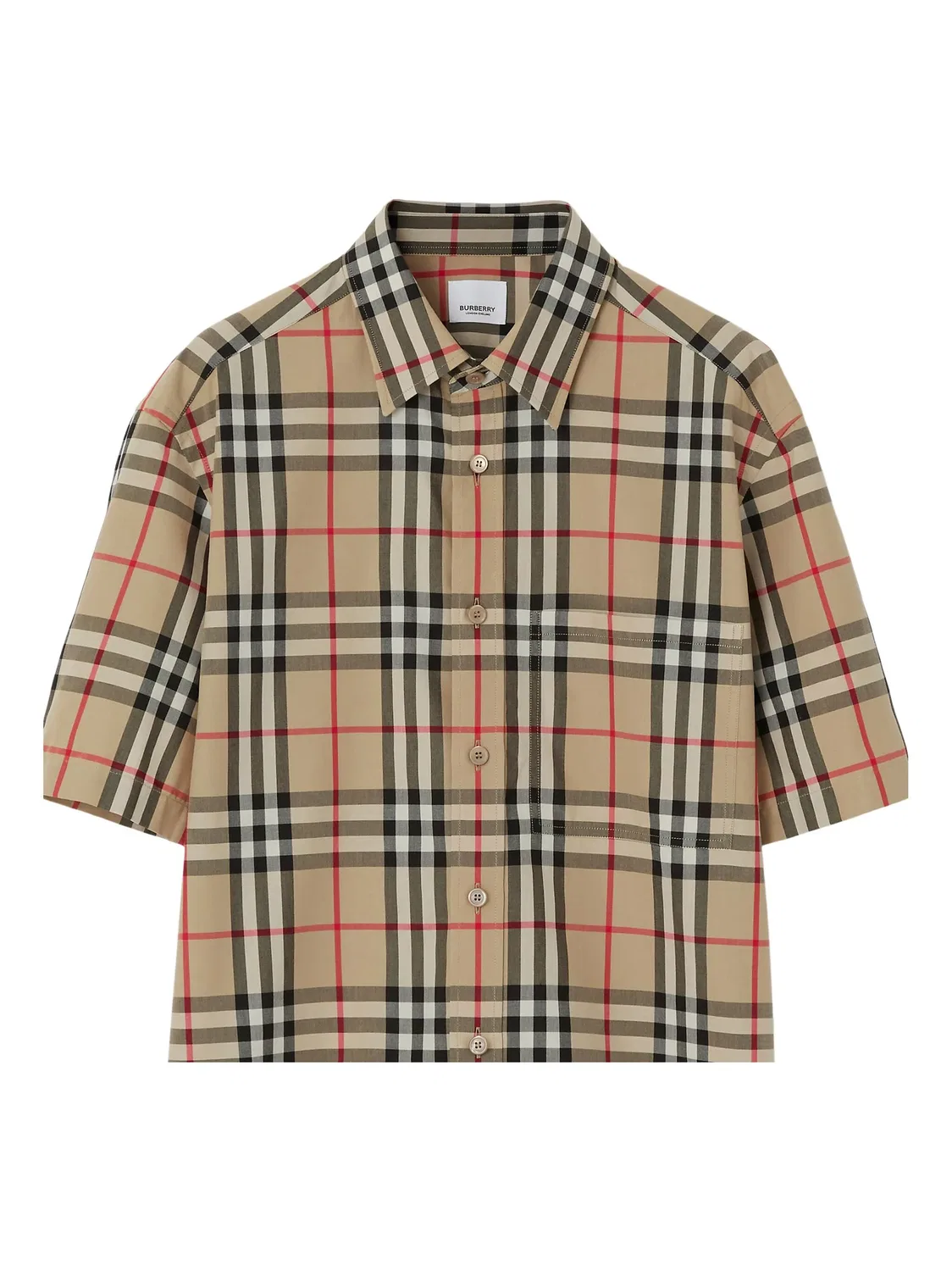 Рубашка в винтажную клетку из хлопка Burberry, архивный бежевый — фото 2