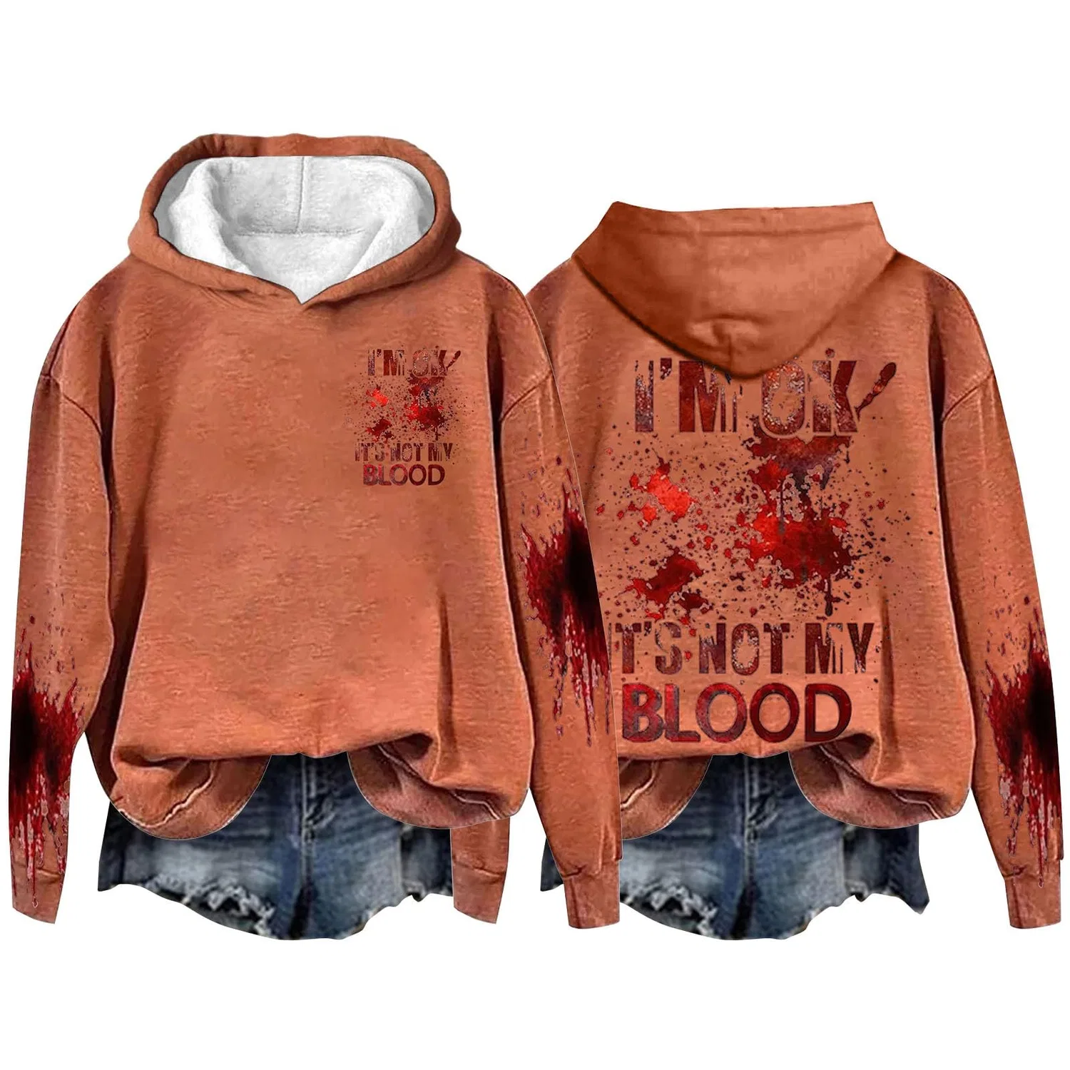 Женский худи с принтом I'M Ok Its Not My Blood, Orange