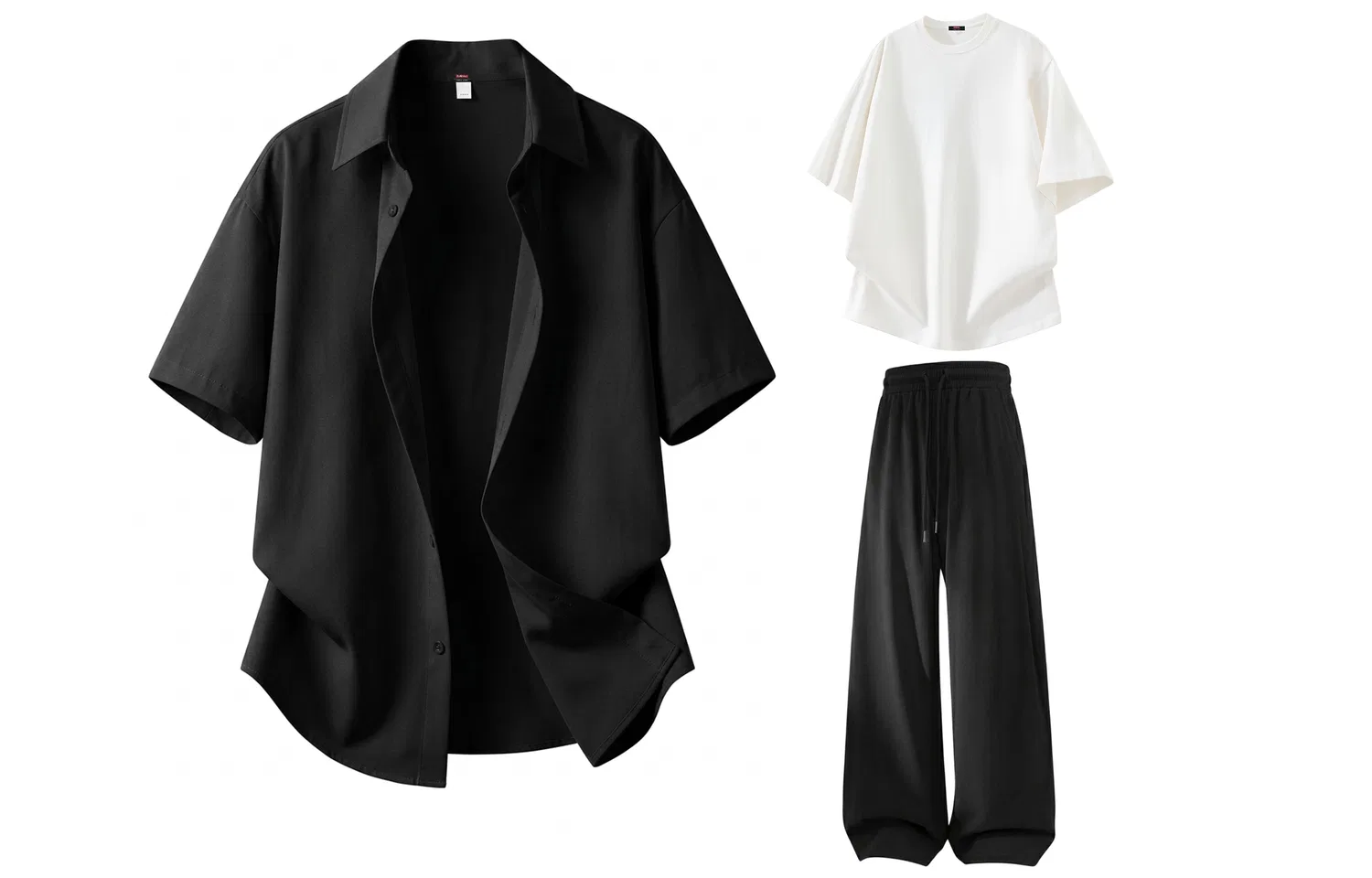 Детский комплект из рубашки, футболки и брюк BALENO, Black Shirt+White T-Shirt+Black Pants
