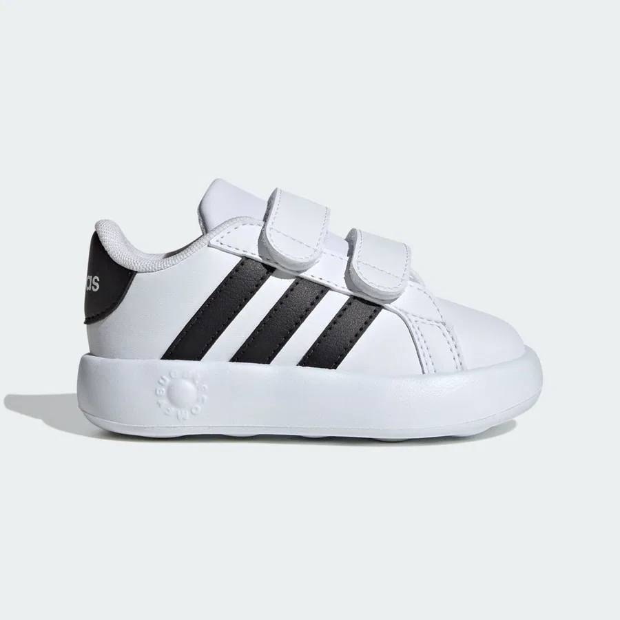 Детские спортивные кроссовки с ремешками на липучке Grand Court 2.0 adidas, Бело-черный