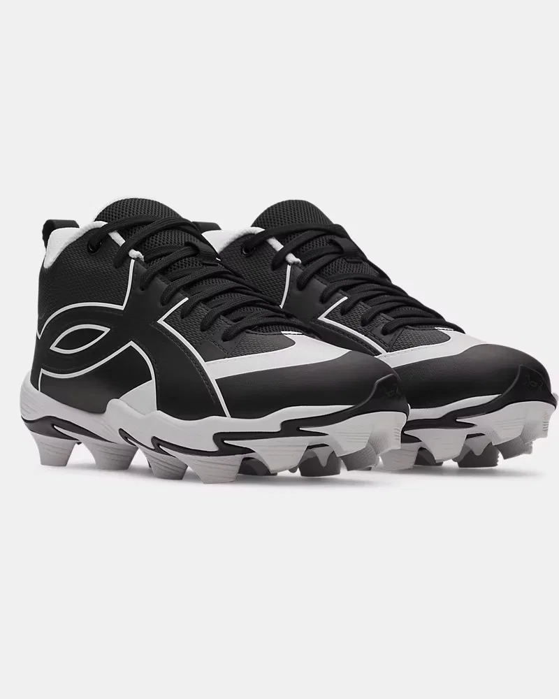 Бейсбольные шиповки с высоким голенищем UA Leadoff Icon Mid RM Jr. UnderArmour, Black/White — фото 4