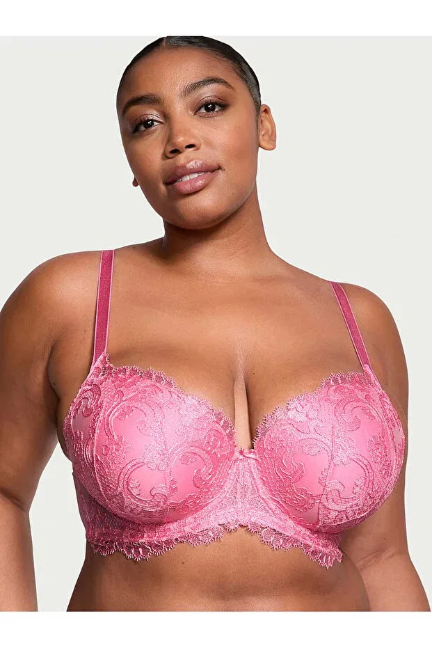 Женский бюстгальтер с принтом Boho Floral Embroidered Push-Up Bra Victoria'S Secret, Pink