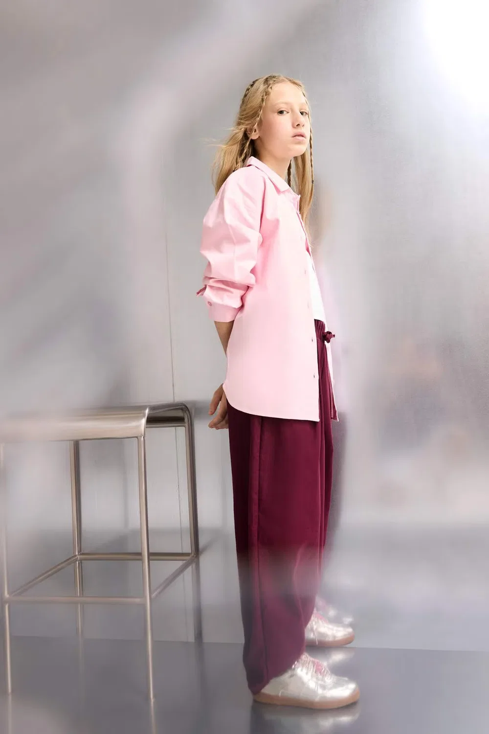 Брюки хлопковые с посадкой barrel Girl barrel fit cotton trousers Defacto, бордовый