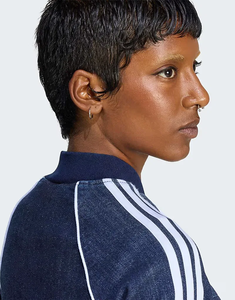 Спортивный топ-корсет из джинсовой ткани Adidas Originals Superstar, индиго — фото 4