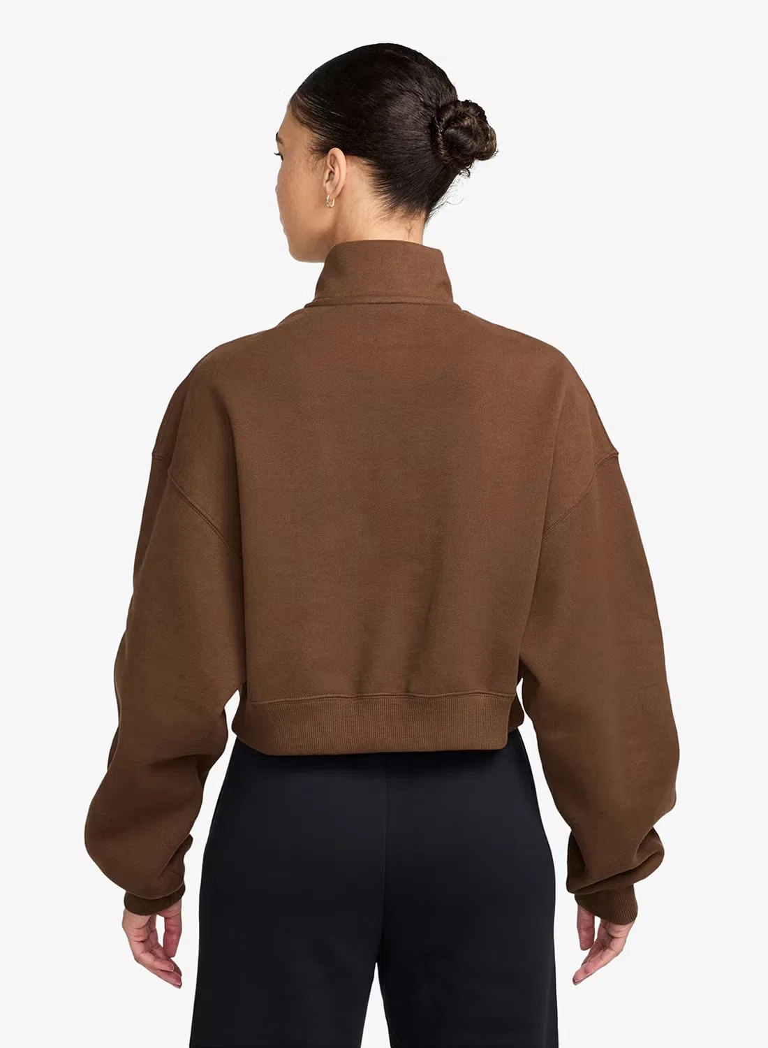 Свитшот с длинным рукавом укороченный Studio fleece Nike, коричневый — фото 2