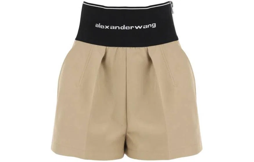 Женские шорты с принтом Safari Logo Waistband Alexander Wang, Beige