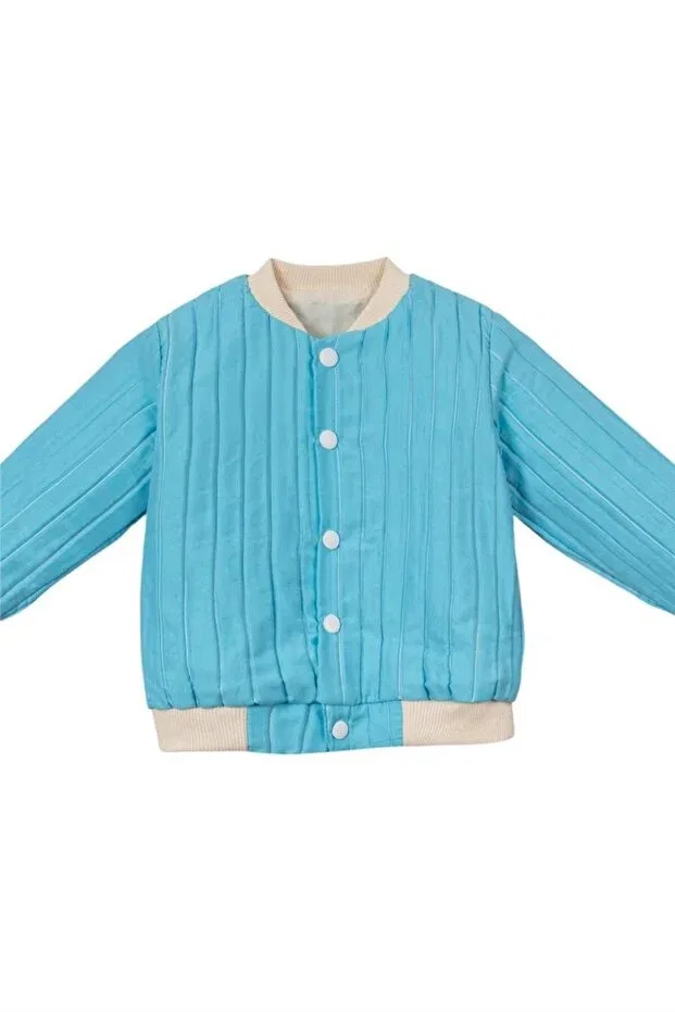 Стеганая куртка унисекс на кнопках, синяя Motebarn Wear — фото 4