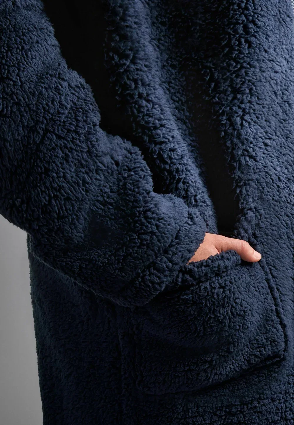 Халат стандартного кроя - на молнии, из искусственной кожи Next, Navy Blue — фото 2