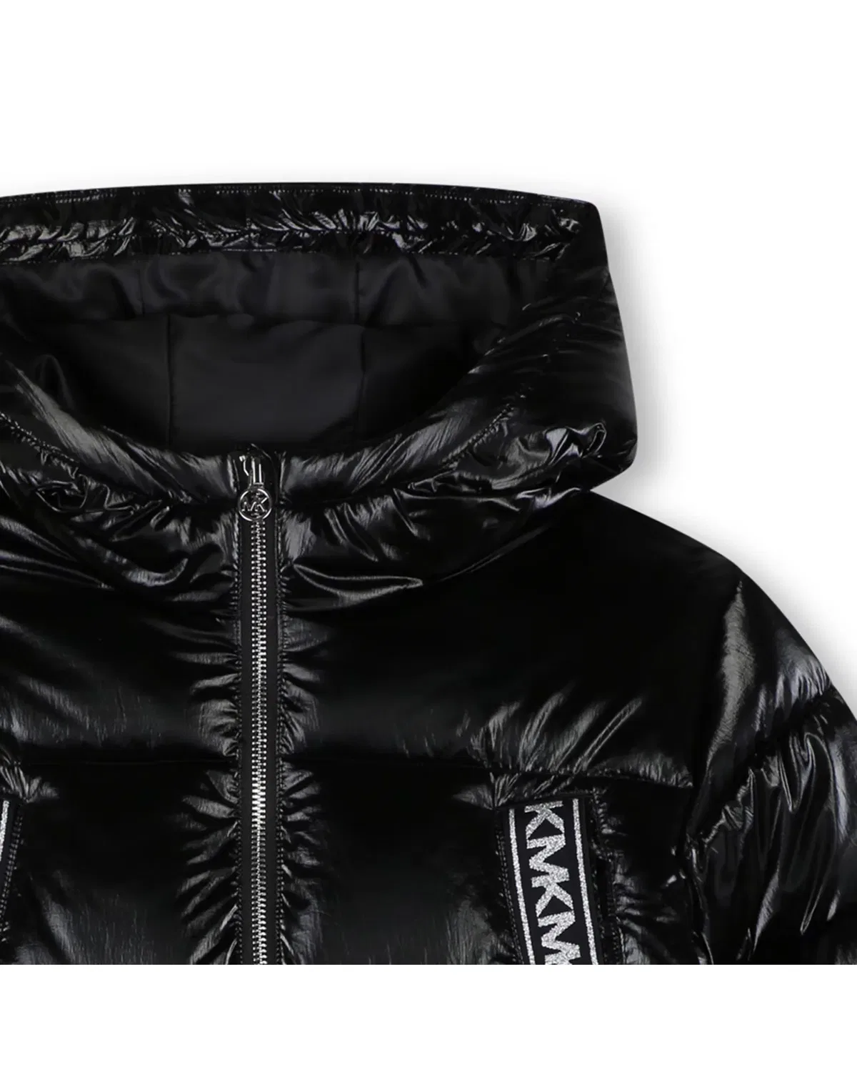 Детское пальто-пуховик для девочек с капюшоном Michael Kors, Negro — фото 2