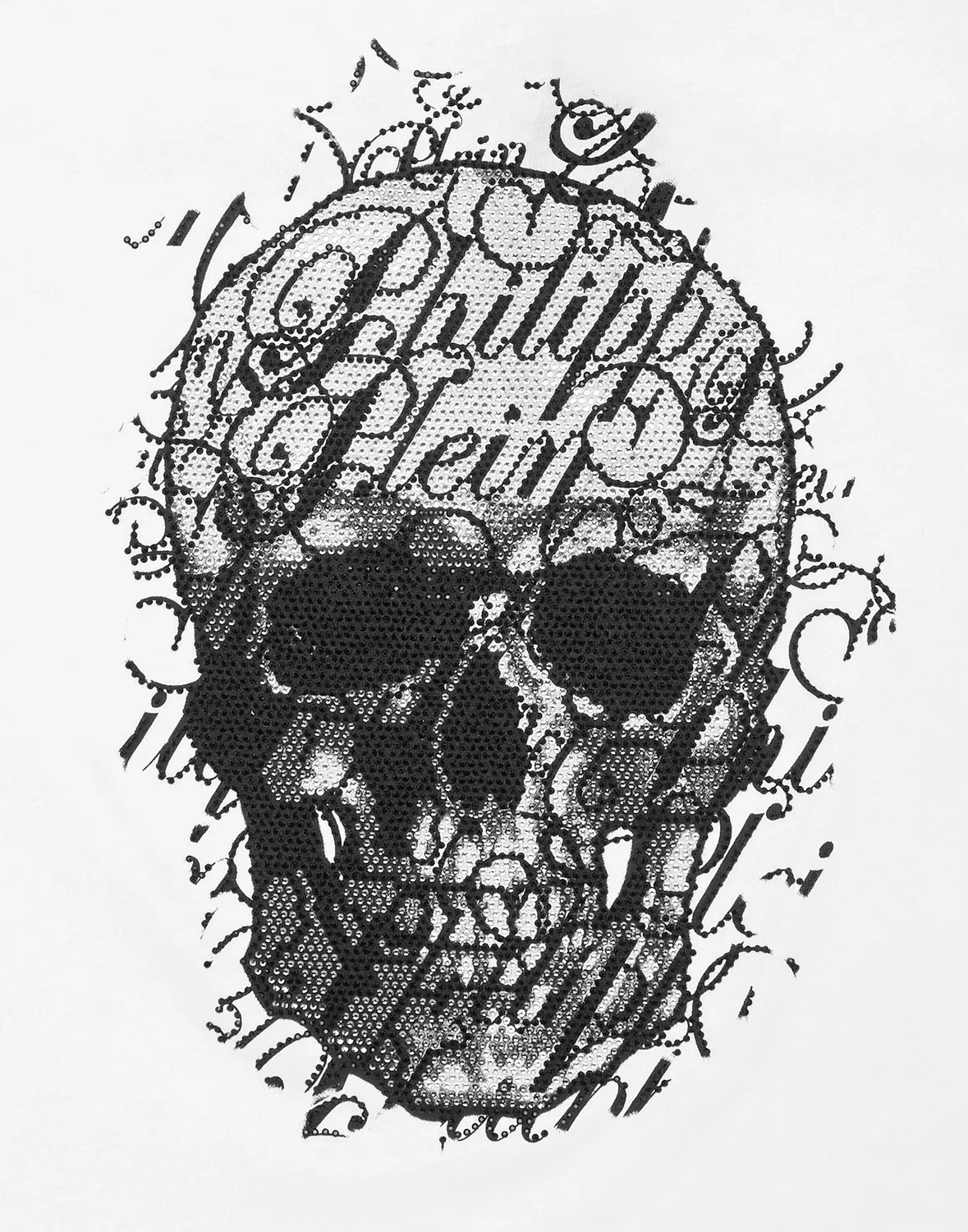 Детская футболка для мальчиков с принтом Coursive Skull PHILIPP PLEIN, черный — фото 3