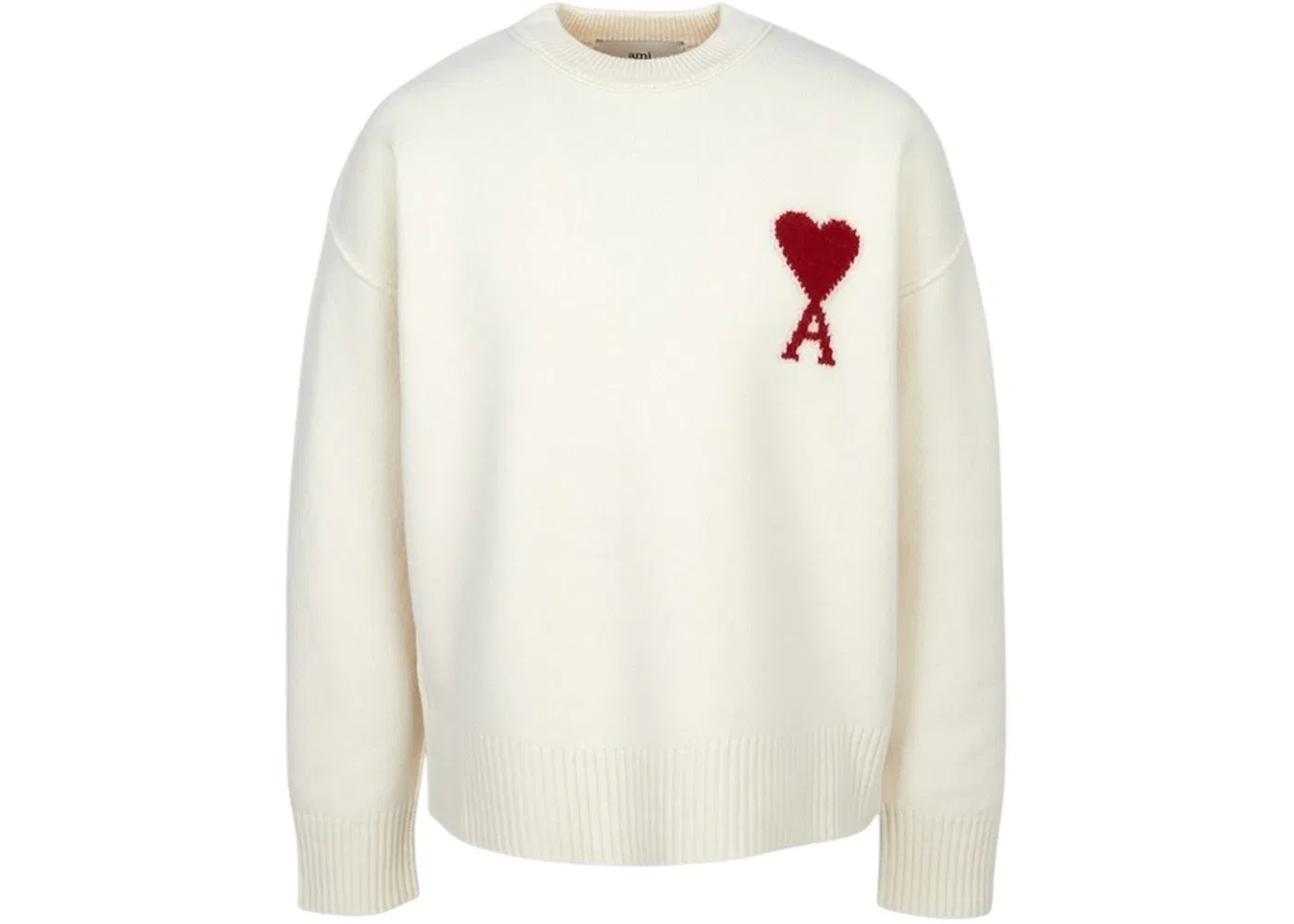 Унисекс свитер оверсайз с принтом Ami De Coeur Ami Paris, Offwhite/Red