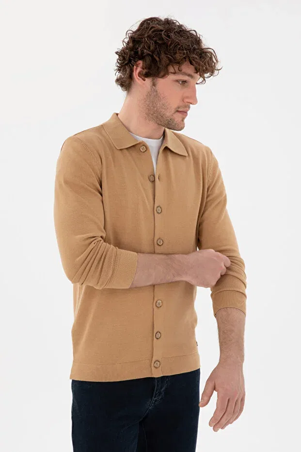 Мужской кардиган из футера Basics U.S. Polo Assn., Camel