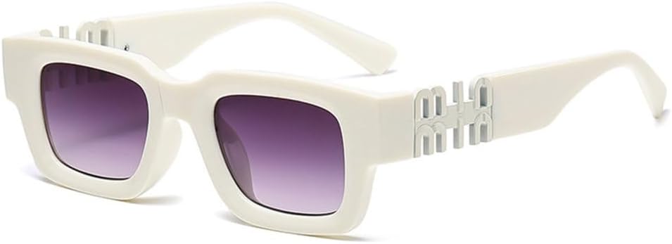 

MUTYNE Модные прямоугольные солнцезащитные очки для женщин и мужчин в стиле панк, роскошные квадратные солнцезащитные очки, градиентные очки для женщин, White Grad Grey