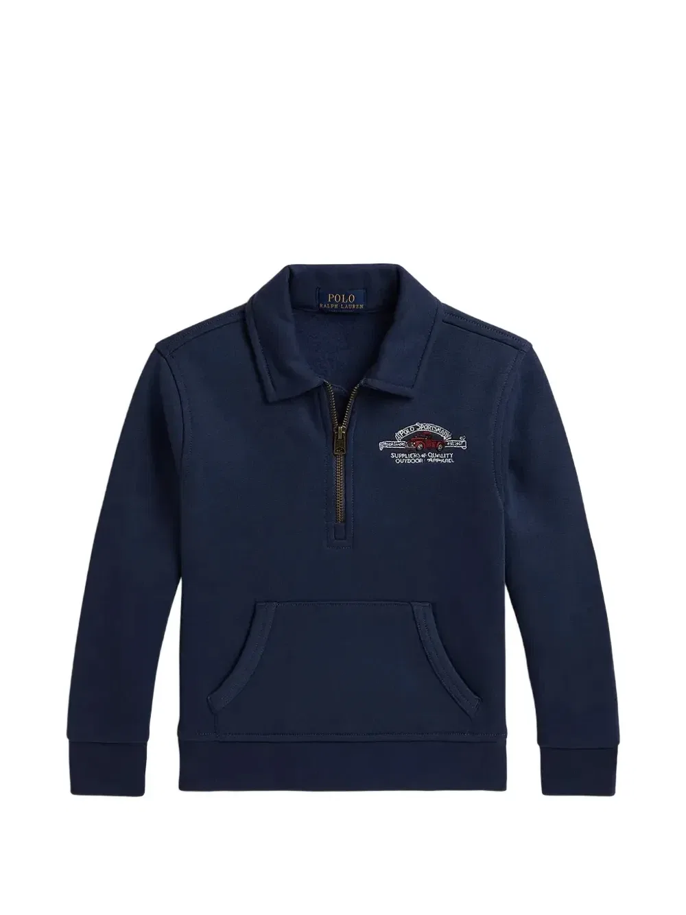 Толстовка с вышитым логотипом и короткой молнией POLO RALPH LAUREN KIDS, синий