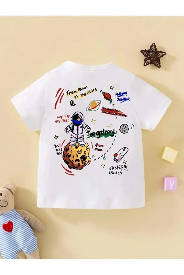 Детская футболка с принтом Galaxy Planet Oversize Daxia, White