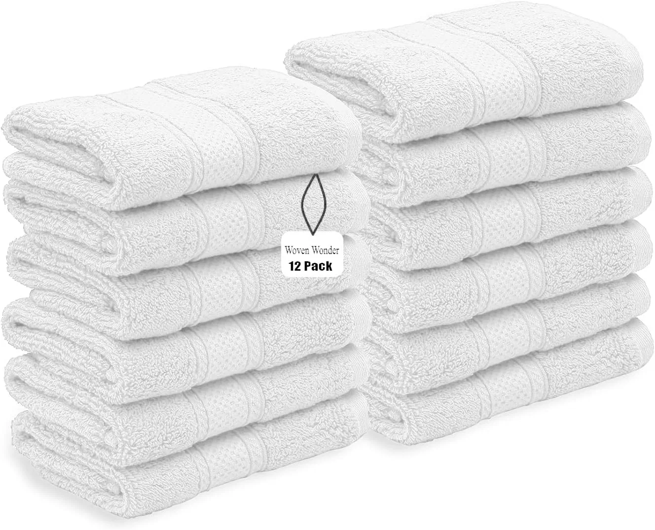 Махровая мочалка 100% Египетский хлопок, набор 12 шт, 30x30 см, White Wovenwonder