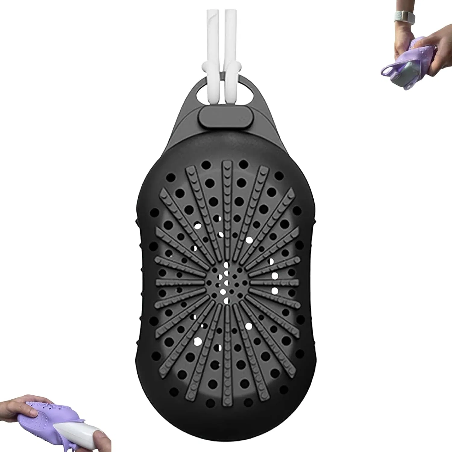Двусторонняя силиконовая мочалка для мыла, Generisch, 500 г, Black