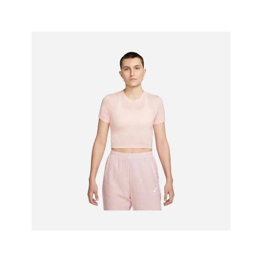 Женская футболка-кроп топ Slim с принтом Nike Sportswear Essential, Розовый