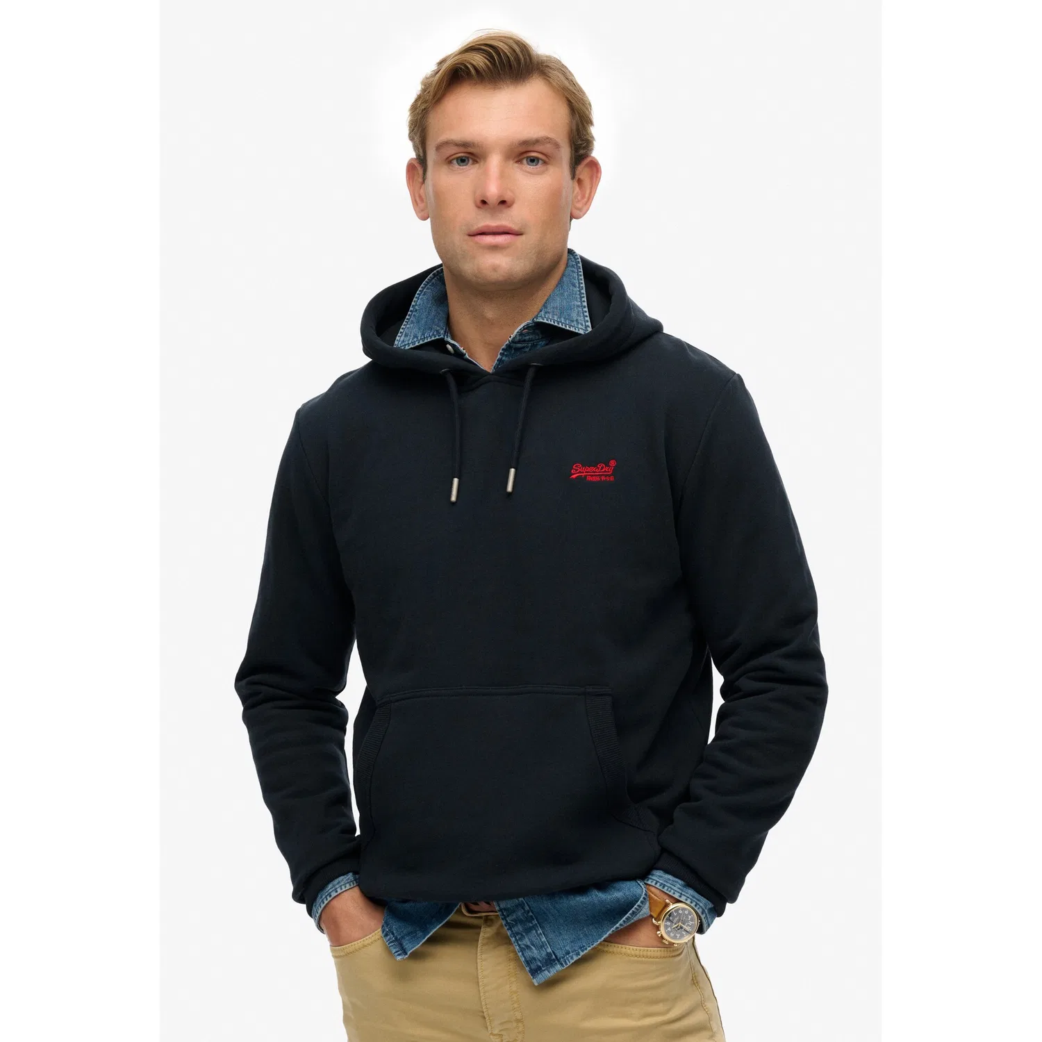 Мужской свитшот с капюшоном с логотипом Essential худи Superdry, Eclipse Navy