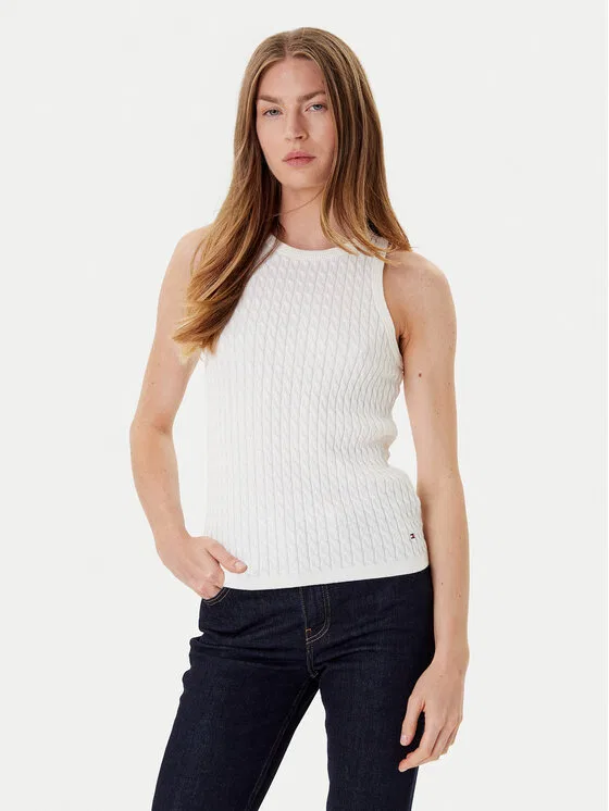 Топ slim fit Tommy Hilfiger, кремовый
