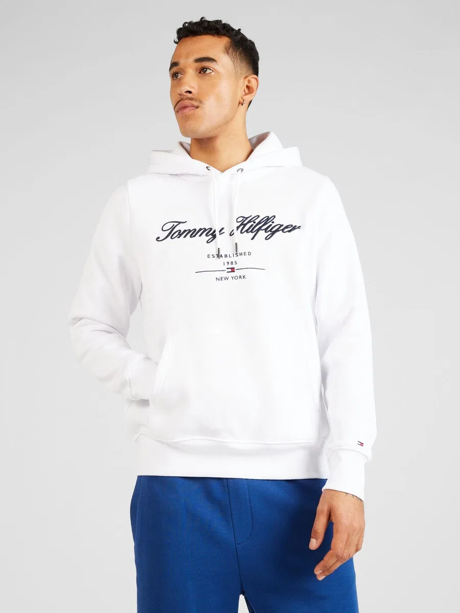 Толстовка TOMMY HILFIGER с вышивкой логотипа, белая — фото 3