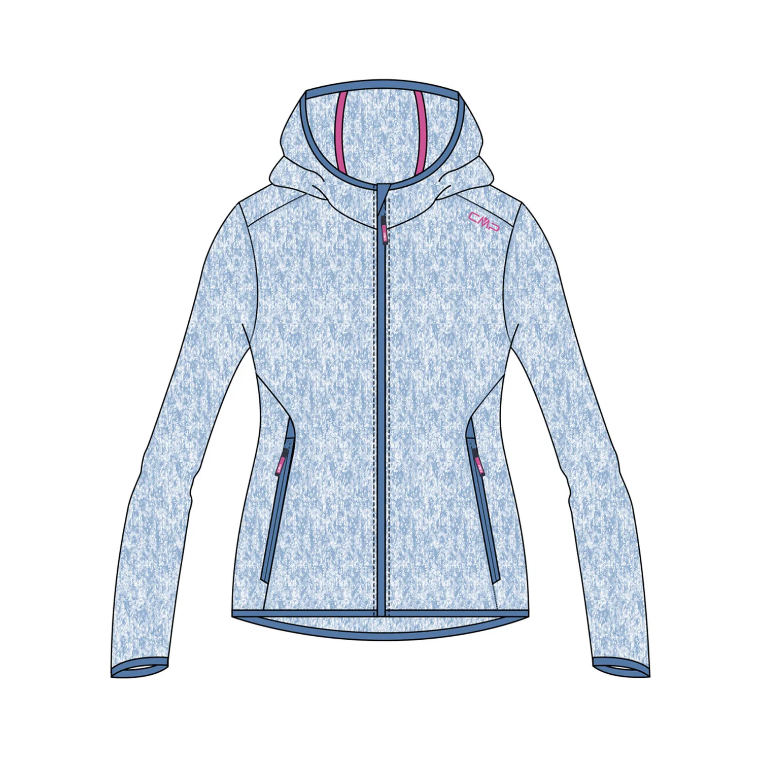 Детская флисовая куртка с капюшоном Fix Hood Cmp, Konigsblau Pastellblau Weiss