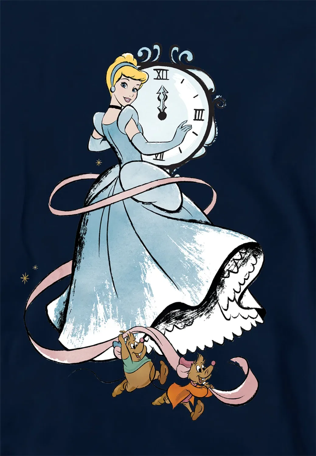 Детский худи с принтом Cinderella Clock Strikes Twelve with Jaq and Gus Disney, Navy — фото 2