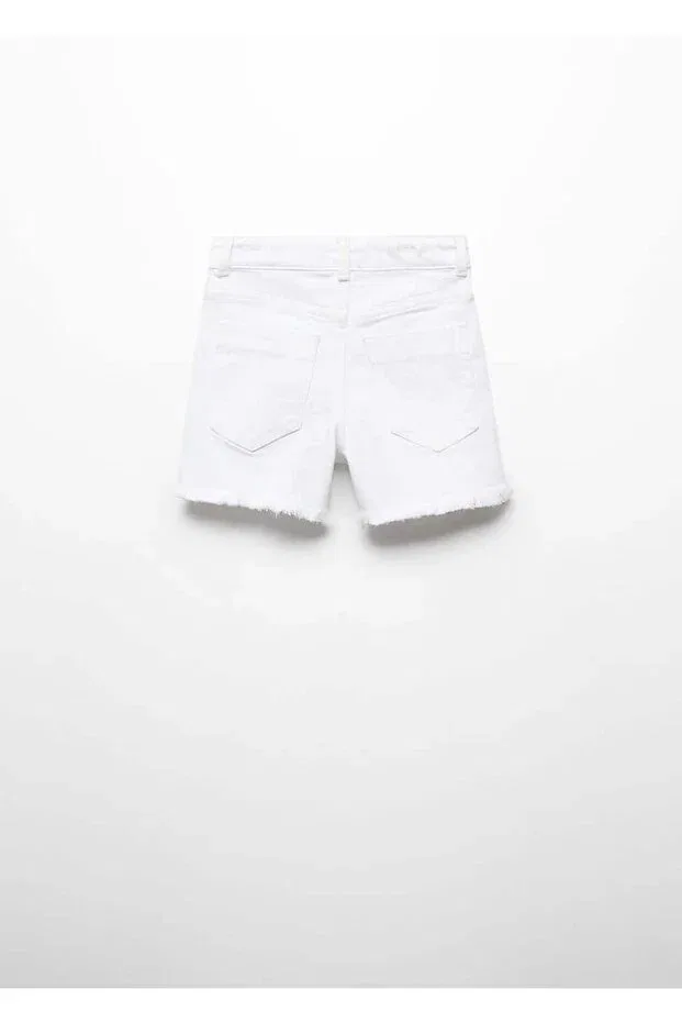 Детские шорты для девочек джинсовые Mango Kids, White — фото 4