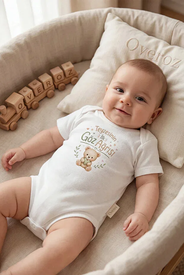 Детское боди с коротким рукавом Auntie written Overoz, White-4