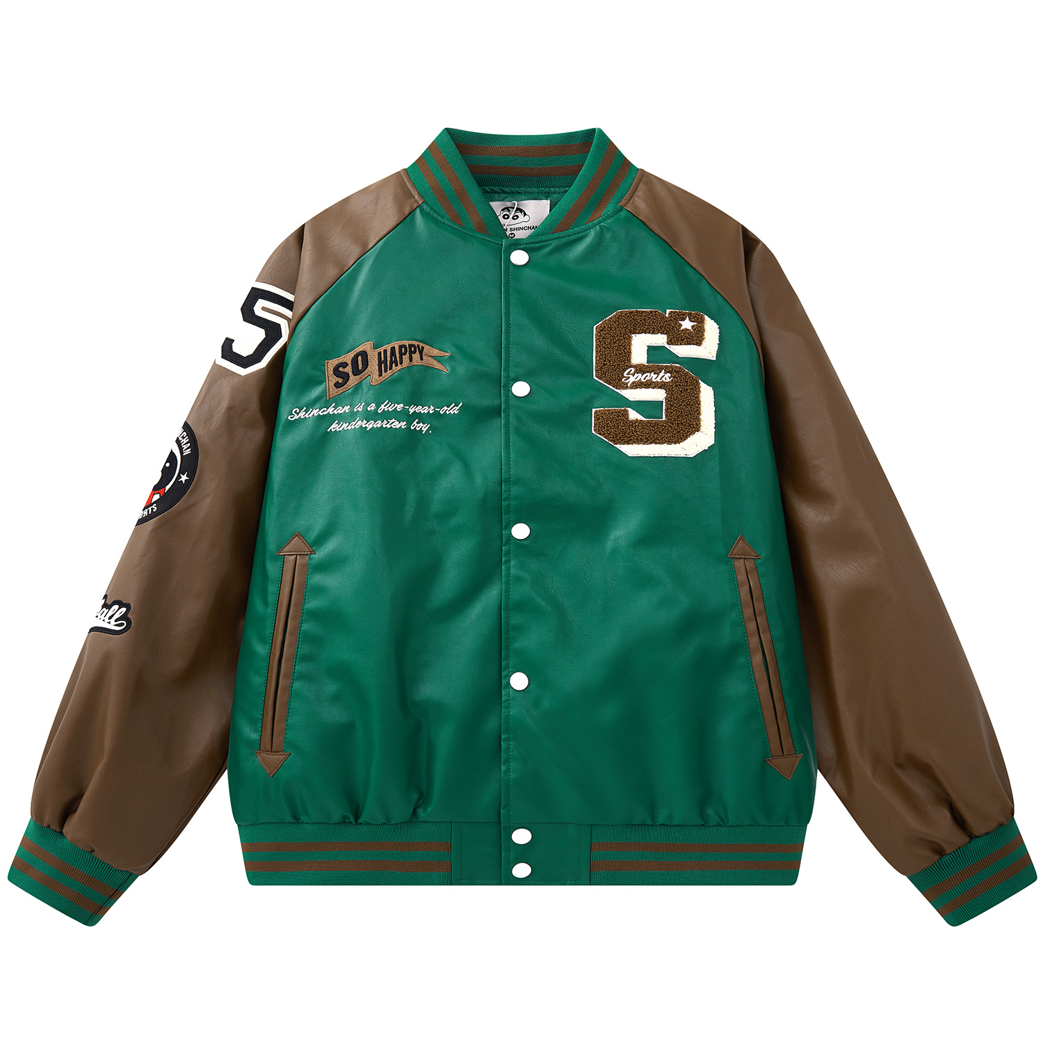 

Crayon Shinchan Бейсбольная куртка унисекс, Green[Baseball Collar]