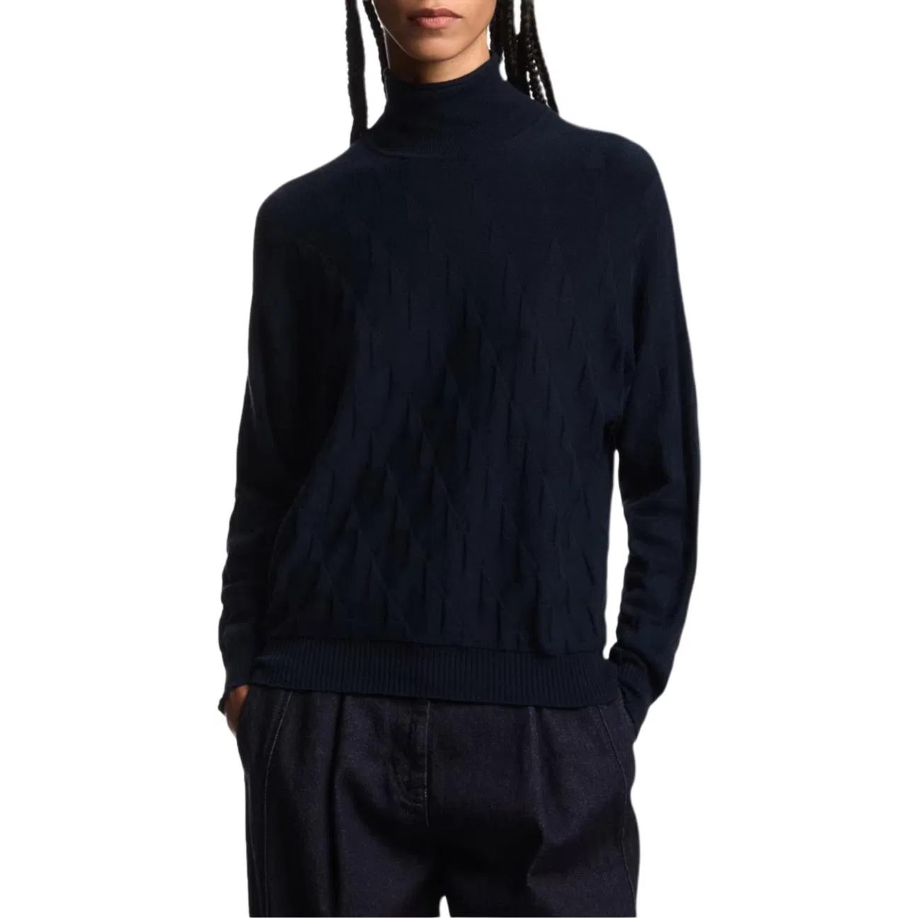 Женский свитер с косами Emporio Armani, Marine Blue — фото 2