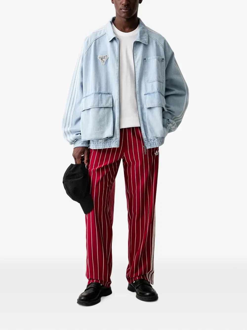 Джинсовая куртка с логотипом и вставками adidas, синий — фото 2