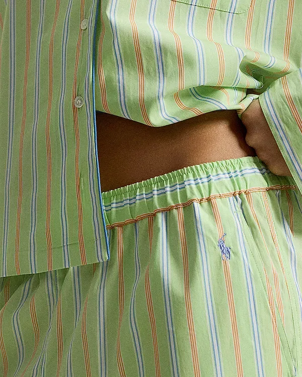 Женская пижама с воротником-поло Core 23" pajama set with piping Polo Ralph Lauren, Sunday Stripe — фото 3