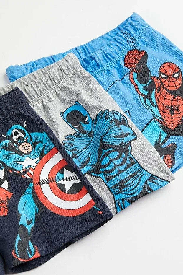 Детские шорты для мальчиков с принтом Marvel Character Pink Hippo Kids, Navy Blue — фото 2