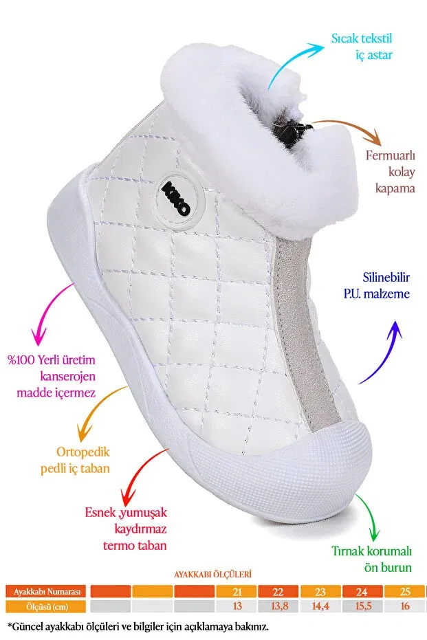 Детские ботинки для девочек на молнии с мехом Kiko Kids, White — фото 3