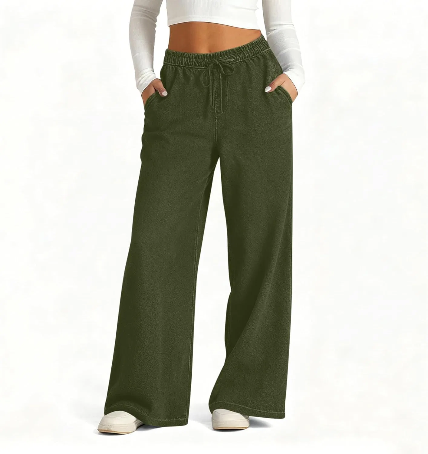 Спортивные штаны, свободный крой, Army Green — фото 2