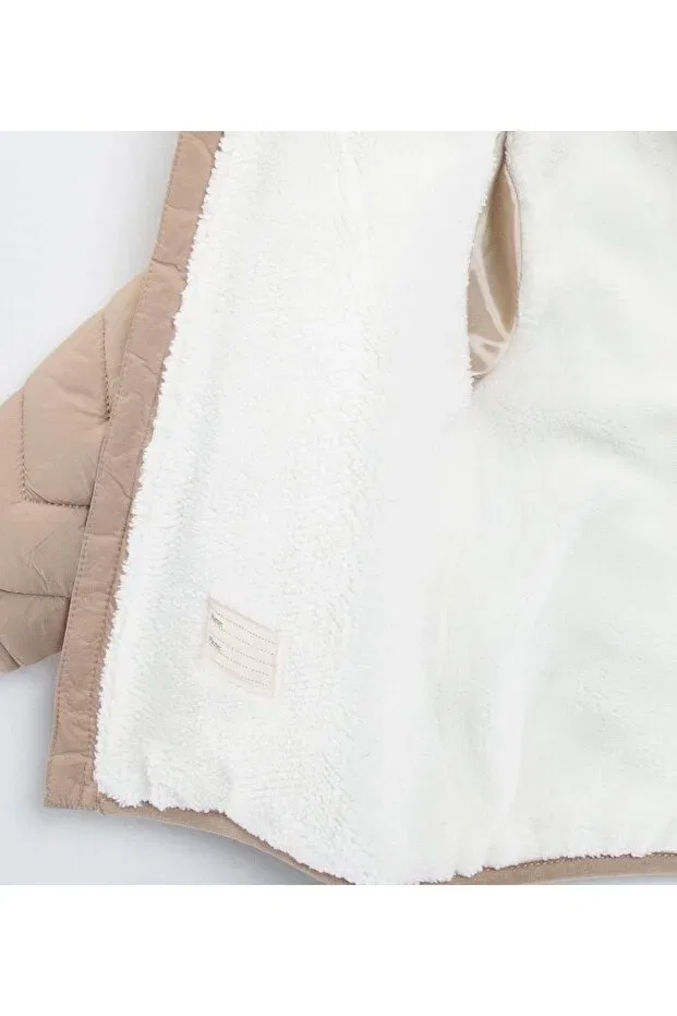 Детское пальто для девочек джинсовое Midimod Gold, Beige — фото 2