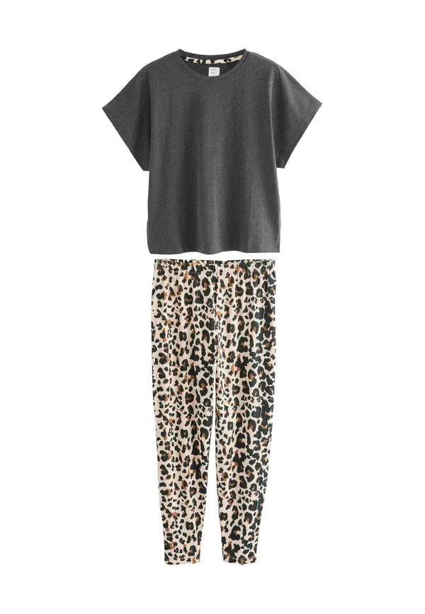 Комплект пижамы с принтом Animal print, Regular fit - leopard set - pyjama set, Next, Charcoal