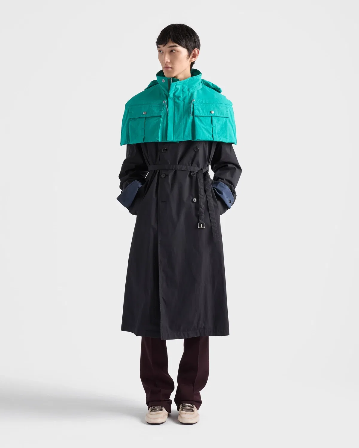 Куртка из технической ткани с капюшоном Prada, бирюзовый — фото 2