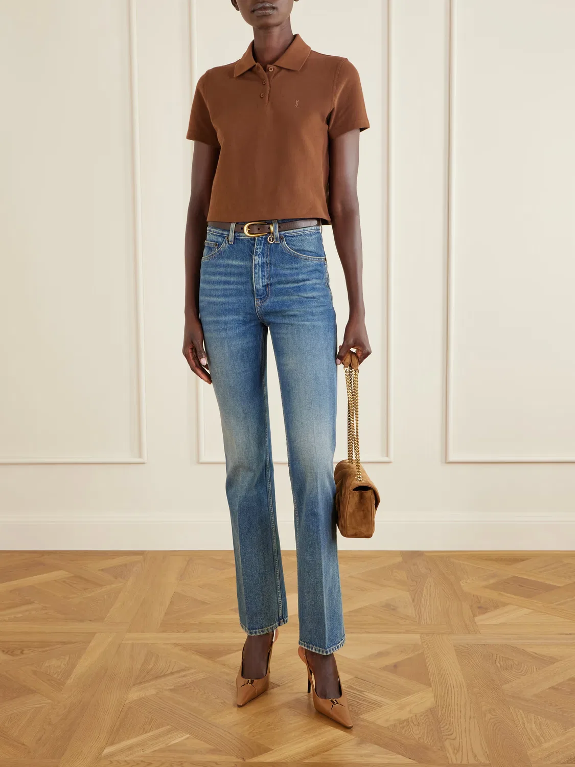 Джинсы прямого кроя с высокой талией от New Clyde Saint Laurent, синий — фото 2