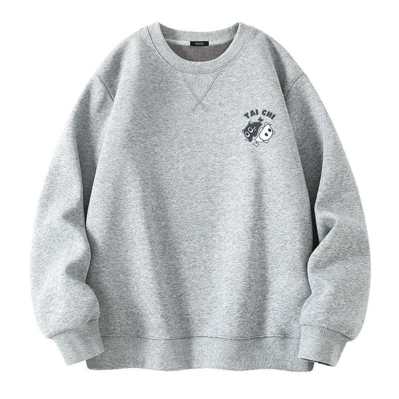 Детский свитшот с принтом Tai Chi Cat Chest Logo MINISO, Heather Gray