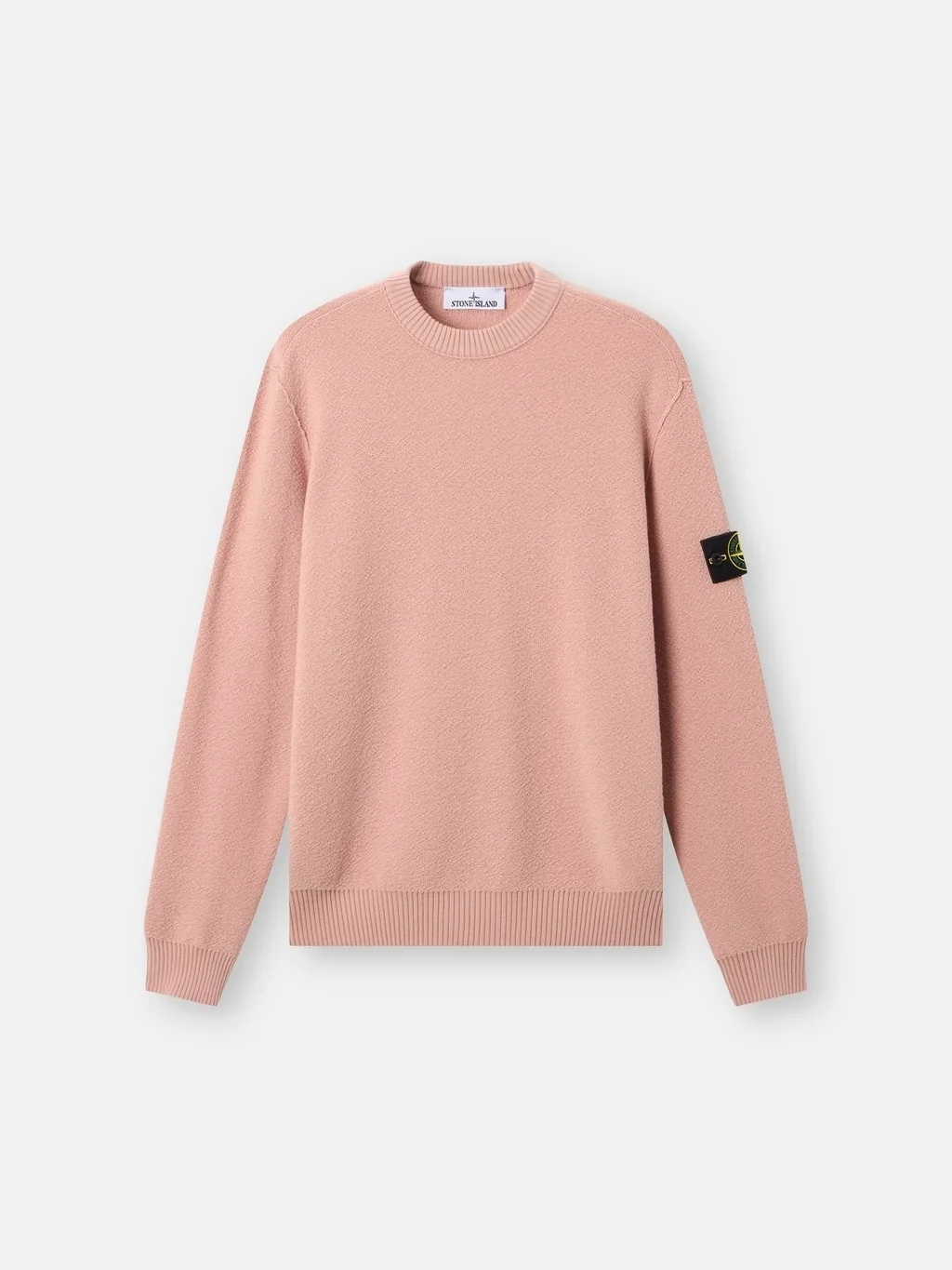 Мужской вязаный свитер  Stone Island Loose-fit Crewneck With Ribbed Trims, розовый — фото 2