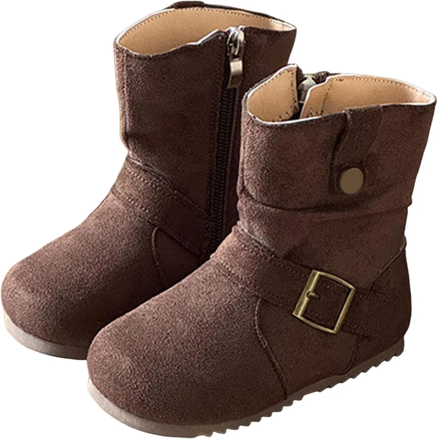 Детские ботинки для девочек с боковой молнией IWIHMIV, Brown