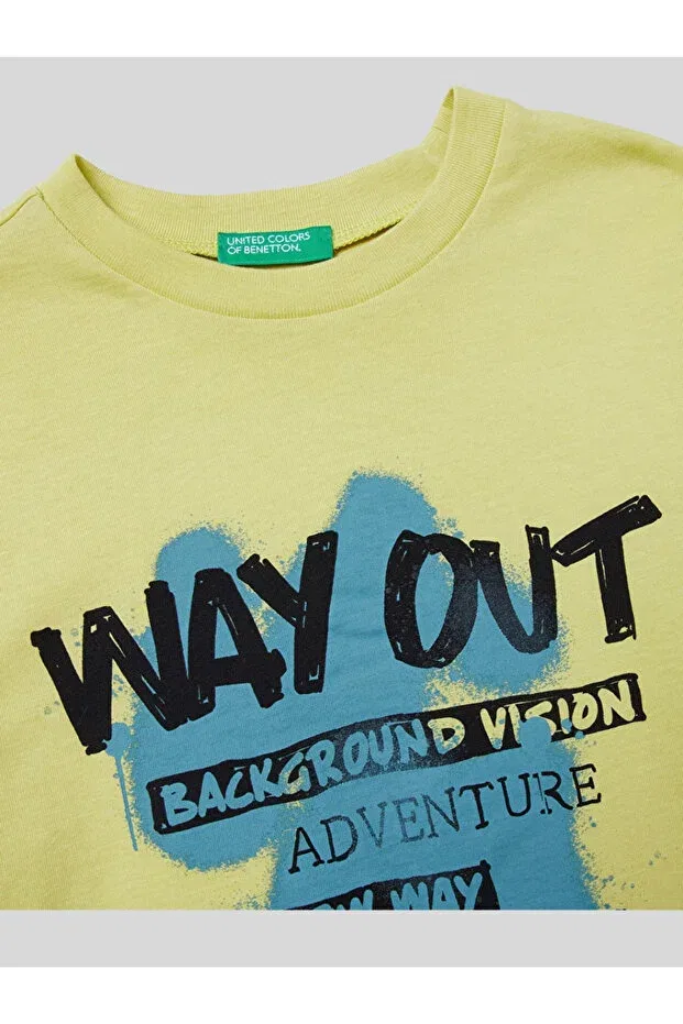 Детское худи для мальчиков с принтом Benetton, Yellow — фото 3