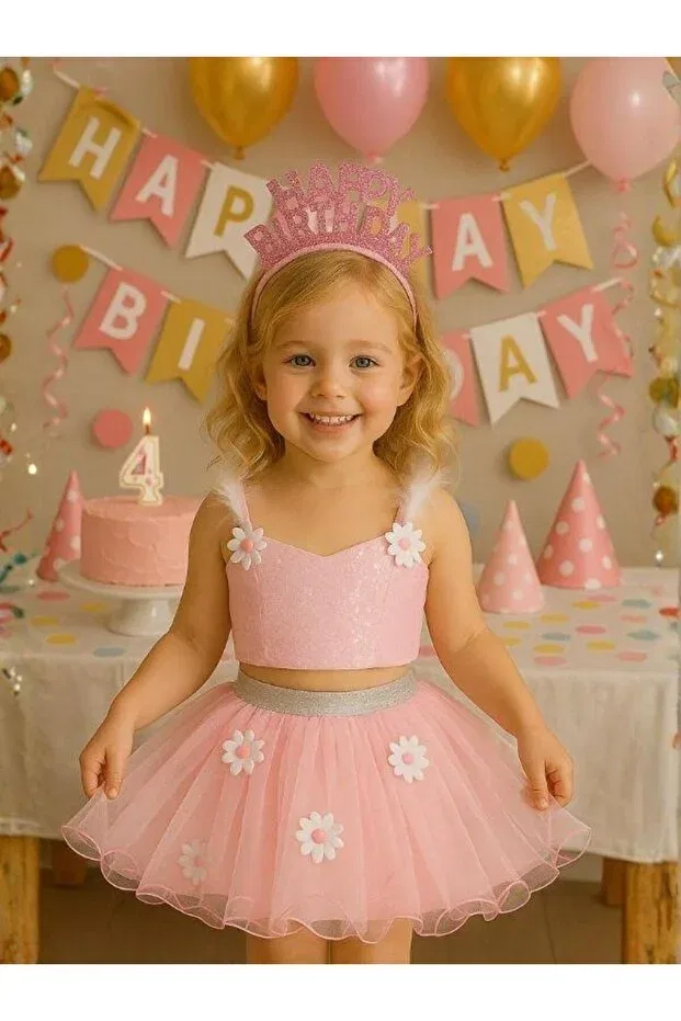 Детское платье для девочек с пайетками Daisy Okay, Pink