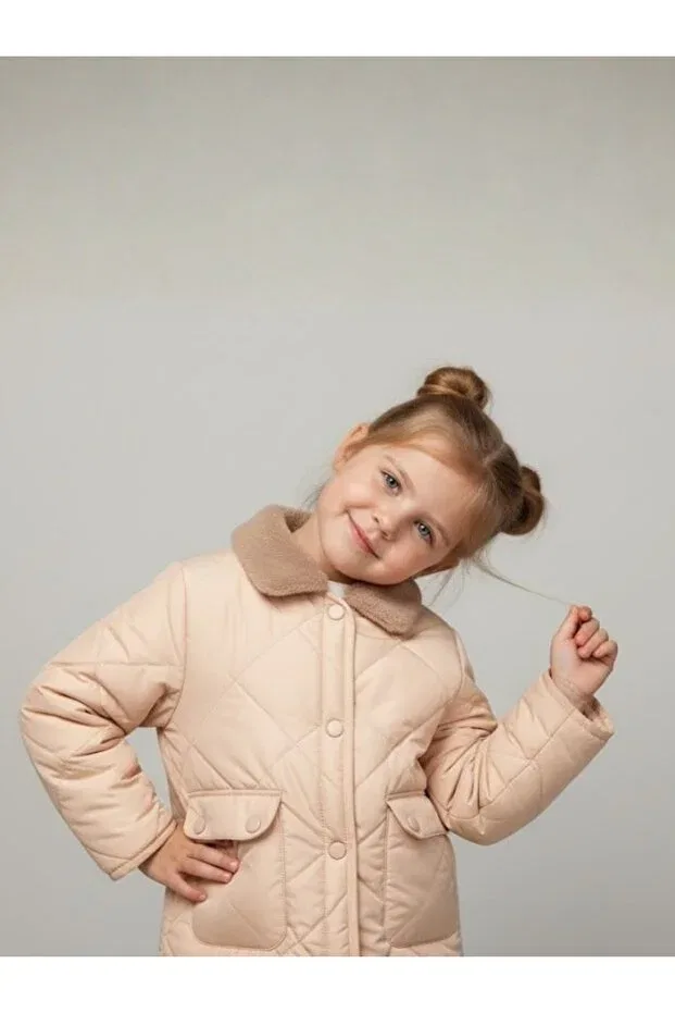 Детское пальто для девочек стеганое Basics Hls Kids, Beige — фото 2